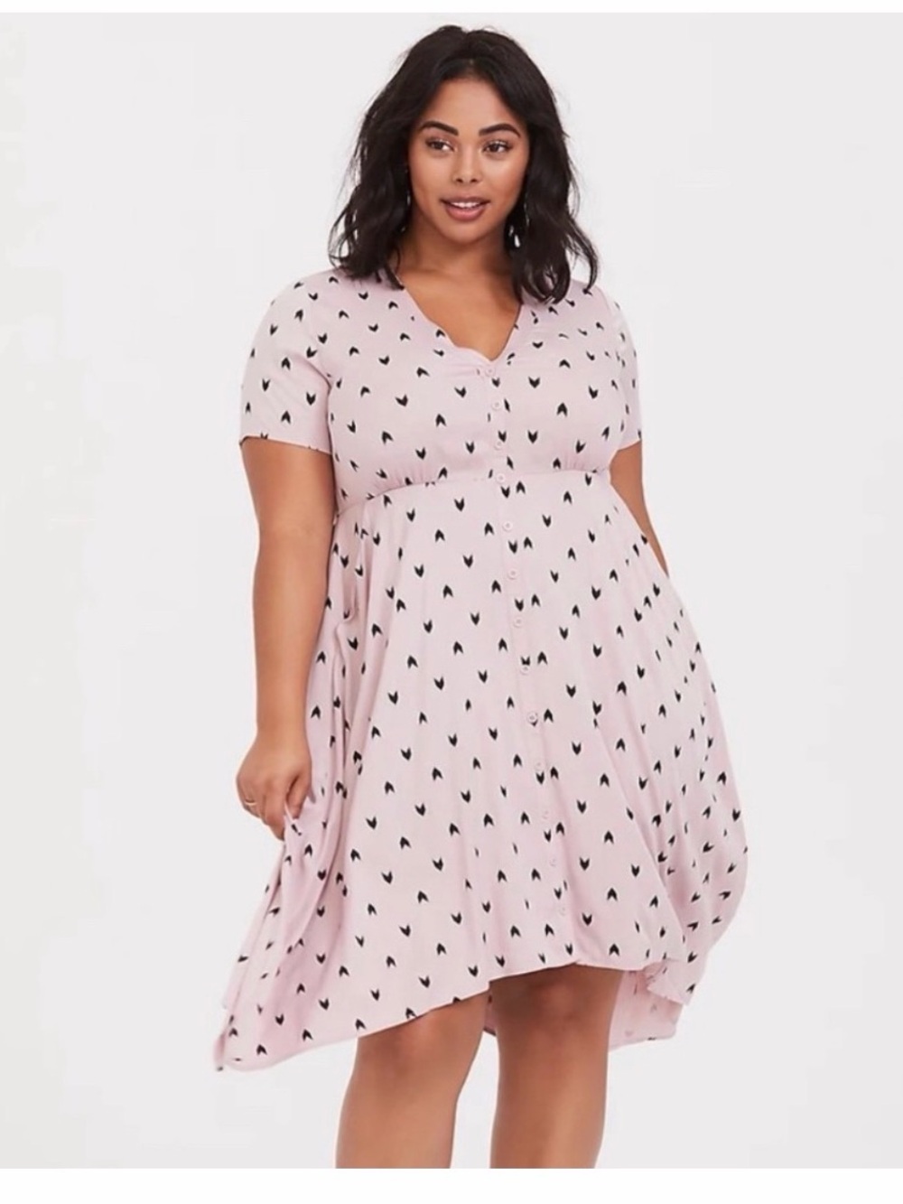 torrid lilac Dress with Black Heart Print High-Low Hem